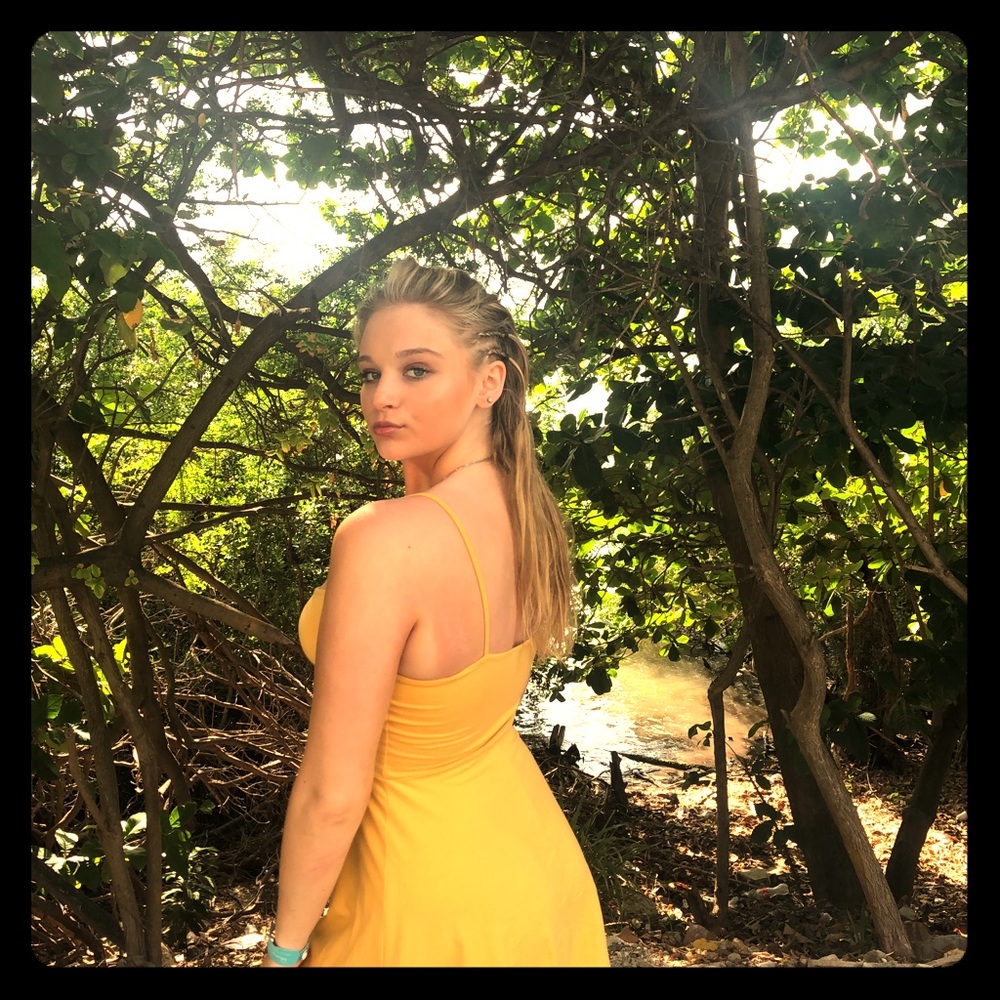 yellow button down tank top dress